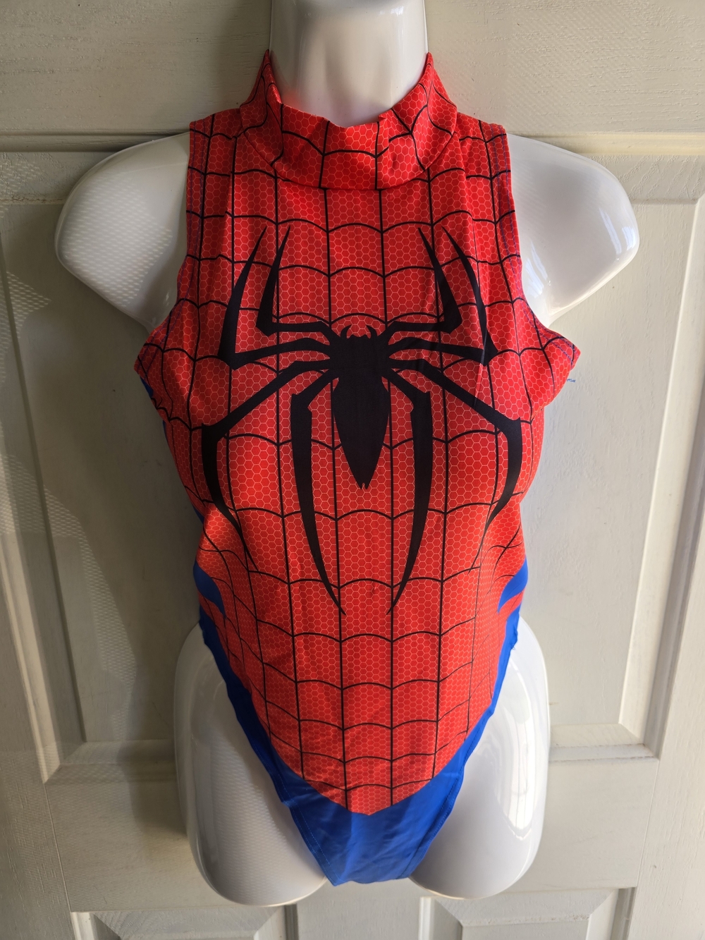 Red Spider-Print High Neck Bodysuit